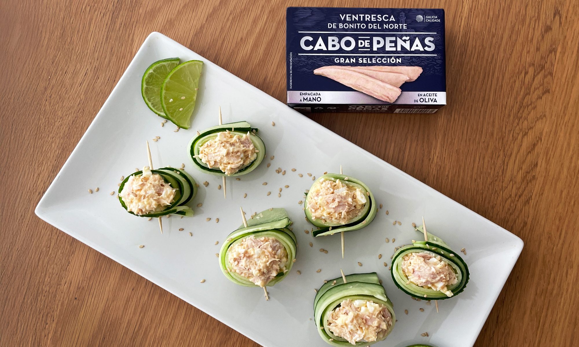 Rollitos de pepino con ventresca