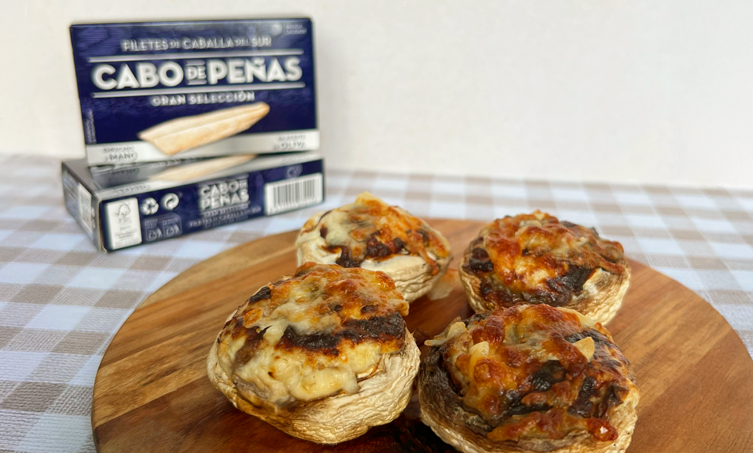 Champiñones rellenos de caballa del sur en aceite de oliva CABO DE PEÑAS